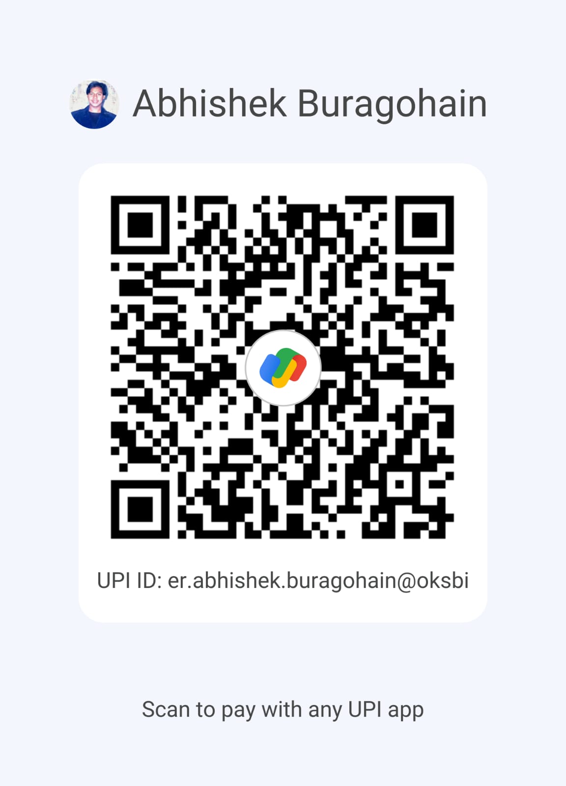 Abhishek Buragohain Google Pay QR code